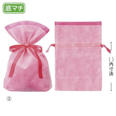 店舗用品ラッピング用品不織布リボン付きギフトバッグピンク24×36[23]×底マチ12cmの商品画像