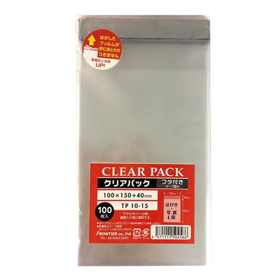 店舗用品ラッピング用品クリアパックOPP透明袋(テープ付き)10×15cmの商品画像