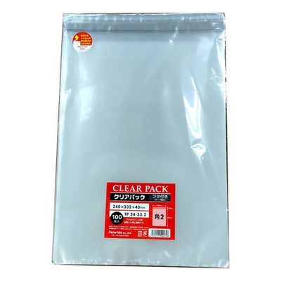 店舗用品ラッピング用品クリアパックOPP透明袋(テープ付き)24×33.2cm(角2)の商品画像