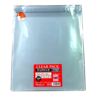 店舗用品ラッピング用品クリアパックOPP透明袋(テープ付き)25.3×27.5cm(色紙)の商品画像