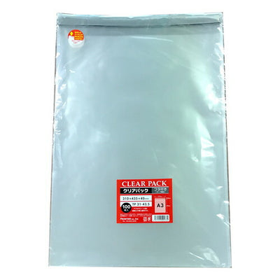 店舗用品ラッピング用品クリアパックOPP透明袋(テープ付き)31×43.5cm(A3)の商品画像
