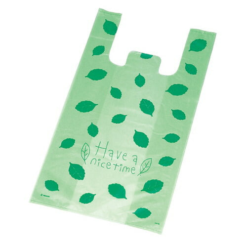 店舗用品ラッピング用品レジ袋リーフグリーン15×27[18]×横マチ8cmの商品画像