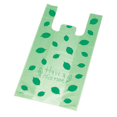店舗用品ラッピング用品レジ袋リーフグリーン15×27[18]×横マチ8cmの商品画像