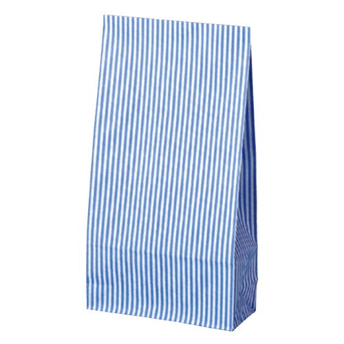 店舗用品ラッピング用品モノストライプブルー角底紙袋16×6.5×32cmの商品画像