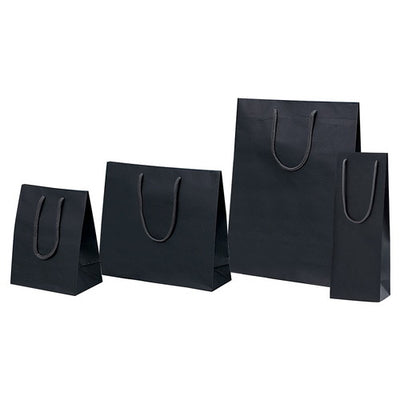 店舗用品ラッピング用品カラー手提げ紙袋黒無地20×12×25cmの商品画像