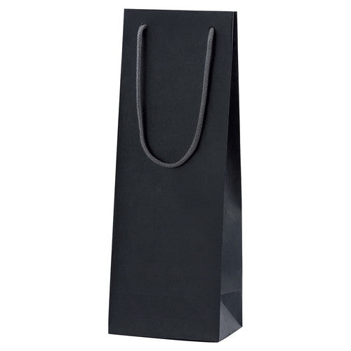 店舗用品ラッピング用品カラー手提げ紙袋黒無地13×9×36(ワイン用)cmの商品画像