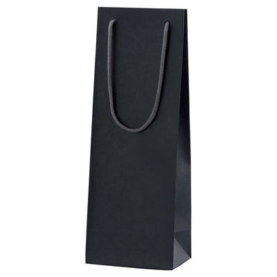 店舗用品ラッピング用品カラー手提げ紙袋黒無地13×9×36(ワイン用)cmの商品画像