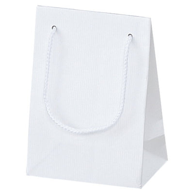 店舗用品ラッピング用品手提げ紙袋白ストライプエンボス12×7×16.5cmの商品画像