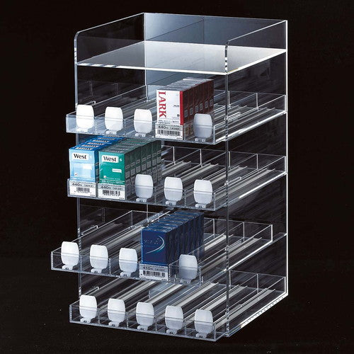 店舗用品演出用品たばこ什器透明アクリル製陳列用什器4段の商品画像