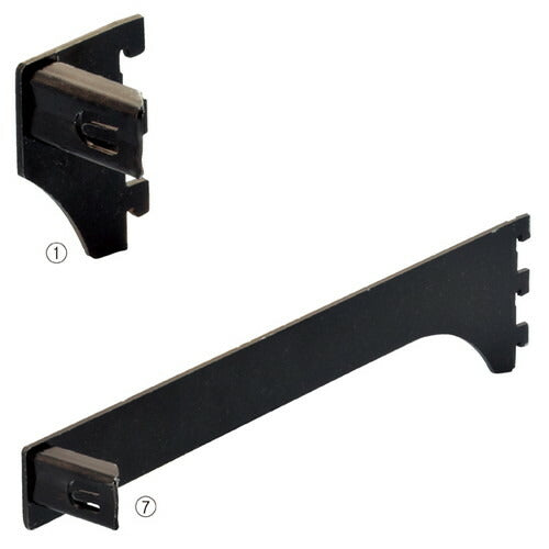 店舗用品システム什器ミニ角バー(14×24mm角)用差し込み式ブラケットブラック左D30cmの商品画像