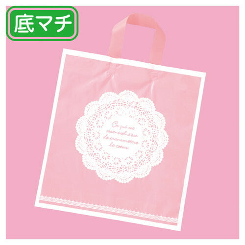店舗用品ラッピング用品ハンドル付きポリ袋レース43×38×底マチ10cmの商品画像
