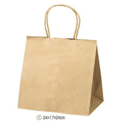 店舗用品ラッピング用品丸ひもタイプ茶無地紙袋30×15×30cmの商品画像