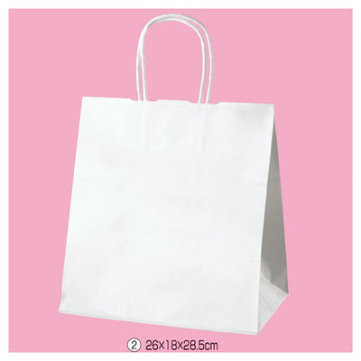 店舗用品ラッピング用品丸ひもタイプ白無地紙袋26×18×28.5cmの商品画像