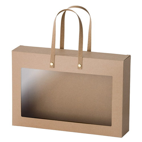 店舗用品ラッピング用品シンプルクオリティ窓付きハンドルボックス32×9×22cm【10枚】の商品画像