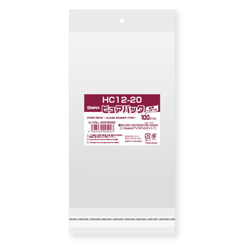 店舗用品ラッピング用品OPP透明袋クリアヘッダー付き12×20cm【100枚】の商品画像