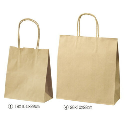 店舗用品ラッピング用品手提げ紙袋丸ひもローコストタイプ茶無地27×8×34cmの商品画像