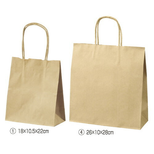 店舗用品ラッピング用品手提げ紙袋丸ひもローコストタイプ茶無地32×11.5×41cmの商品画像