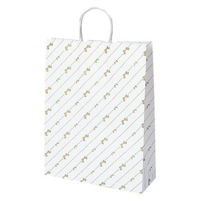 店舗用品ラッピング用品柄入り紙袋斜線リボン32×11.5×41cmの商品画像
