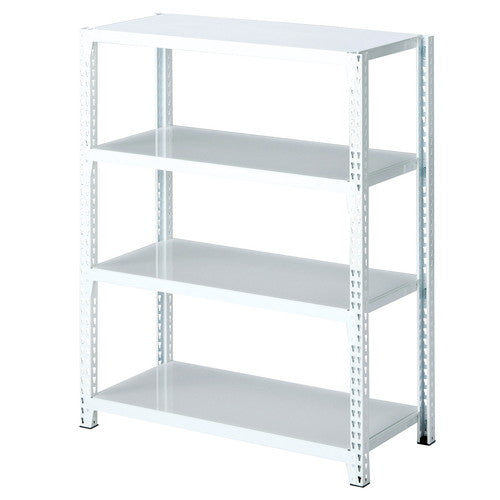 店舗用品シリーズ什器ストレージシェルフスチール棚4段展開W90cmタイプホワイト本体H120cmの商品画像