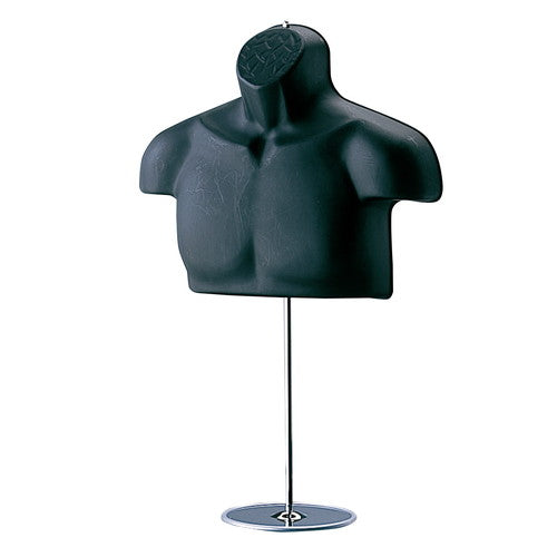 店舗用品ディスプレイ用品紳士卓上用ハーフトルソー腕無し黒の商品画像