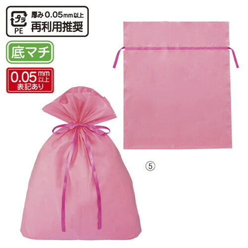 店舗用品ラッピング用品フロストリボン付きギフトバッグピンク17×28[18]×底マチ8cmの商品画像