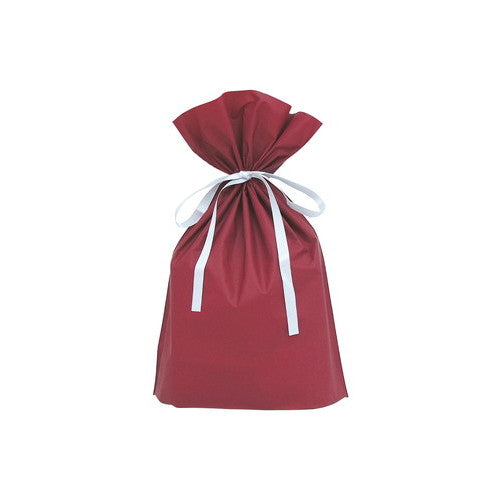 店舗用品ラッピング用品梨地リボン付きギフトバッグワインレッド20枚17×28[18]×底マチ8cmの商品画像