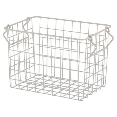 店舗用品演出用品スタッキングワイヤーバスケットホワイトW26×D18×H10cmの商品画像