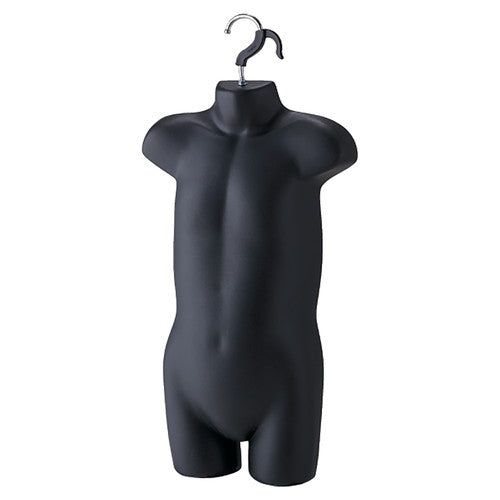 店舗用品ディスプレイ用品子供前面ハーフトルソー(つや消しタイプ)身長130cm黒の商品画像