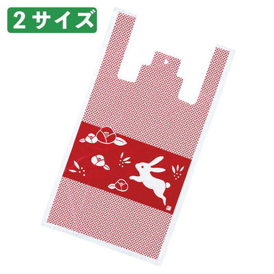 店舗用品ラッピング用品レジ袋花うさぎ24×45[31]×横マチ14cmの商品画像