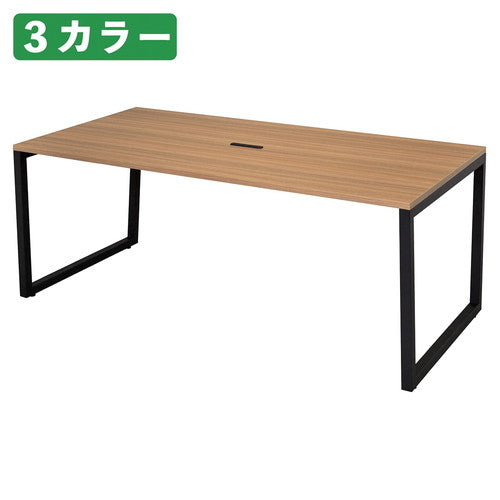 店舗用品店舗運営用品4ヶ口コンセント付きミーティングテーブルW180×D90cmブラック脚ホワイトの商品画像