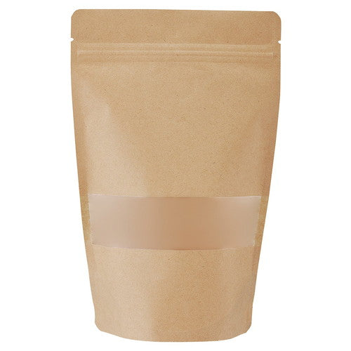 店舗用品ラッピング用品チャック付きスタンド袋窓付きクラフト14×22×底マチ6.8cmの商品画像