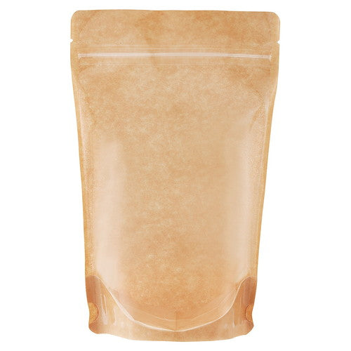 店舗用品ラッピング用品チャック付きスタンド袋クラフト片面クリア14×22×底マチ6.8cmの商品画像