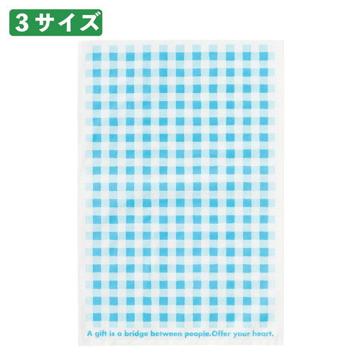 店舗用品ラッピング用品ブルーチェックギフトバッグ26×40cmの商品画像