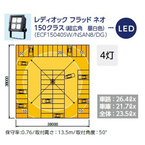 【LED投光器】【レディオック フラッド ネオ】【150クラス】ECF15040W/NSAN8/W 広角 昼白色(ホワイト)