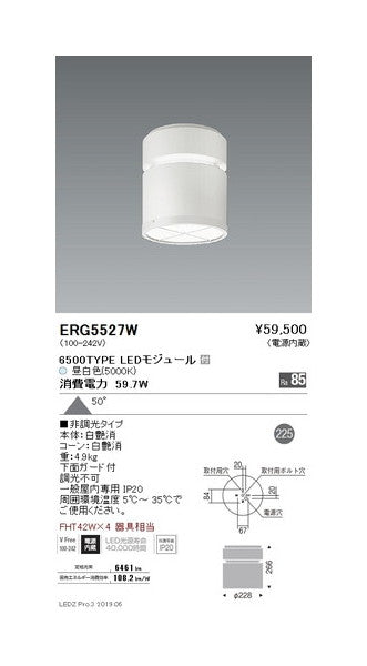 遠藤照明シーリングダウンライト6500TYPEガード付