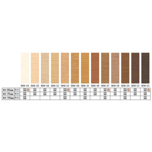 サンゲツ巾木木目調巾木(50m巻)H60RアリWM-43-6RM～WM-55-6RM1巻単位