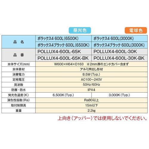 【ポラックス4】【W600 昼光色】【ダウンライト】【三和サインワークス】 【H1800看板クラス】POLLUX4-600L-65K