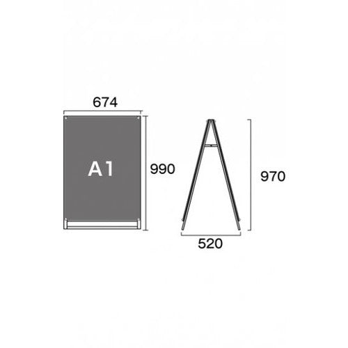 ポスター用スタンド看板 A1ロウ両面ブラック PSSK-A1LRB