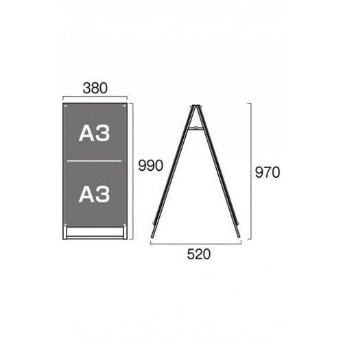 ポスター用スタンド看板 A3縦縦両面ホワイト PSSK-A3TTRW