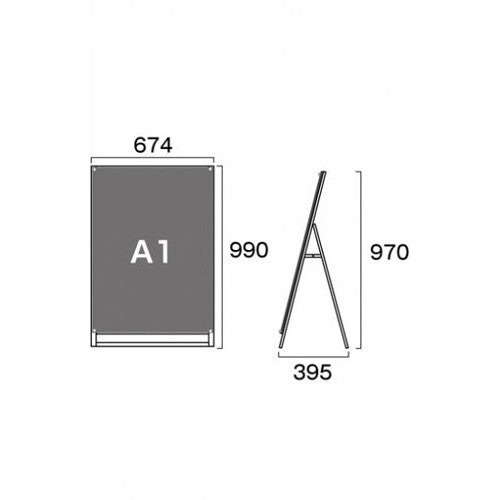 ブラックポスター用スタンド看板マグネジ A1ロウ片面ブラック BPSSKMN-A1LKB