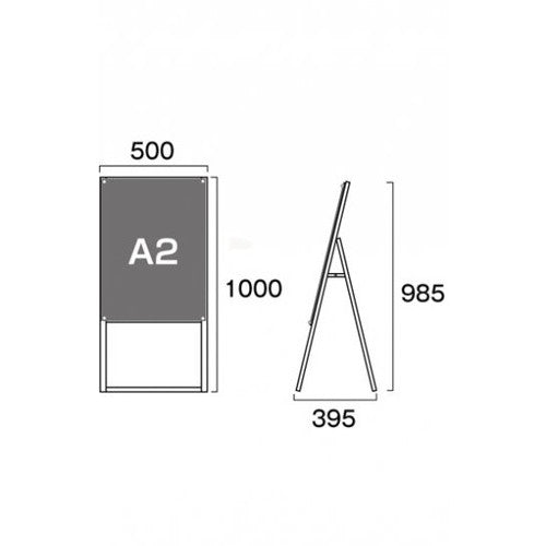 ブラックポスター用スタンド看板マグネジ A2片面ブラック BPSSKMN-A2KB