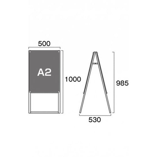 ブラックポスター用スタンド看板マグネジ A2両面ブラック BPSSKMN-A2RB