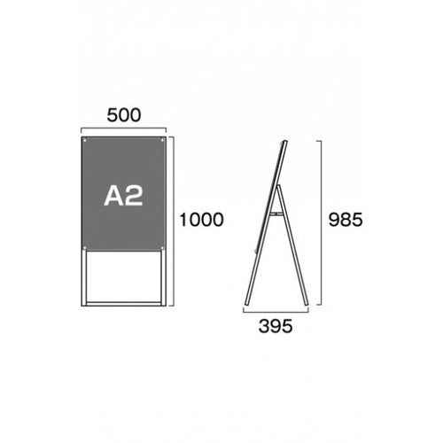 ポスター用スタンド看板マグネジ A2片面ホワイト PSSKMN-A2KW