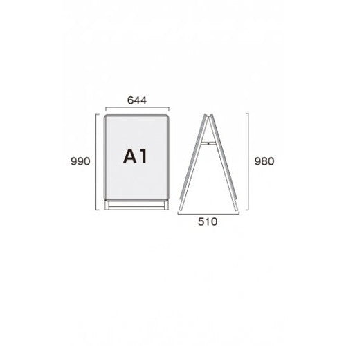 ポスターグリップスタンド看板 屋内用 A1ロウ両面シルバー PGSK-A1LRS
