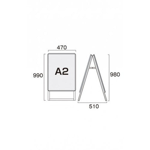 ポスターグリップスタンド看板 屋内用 A2両面シルバー PGSK-A2RS