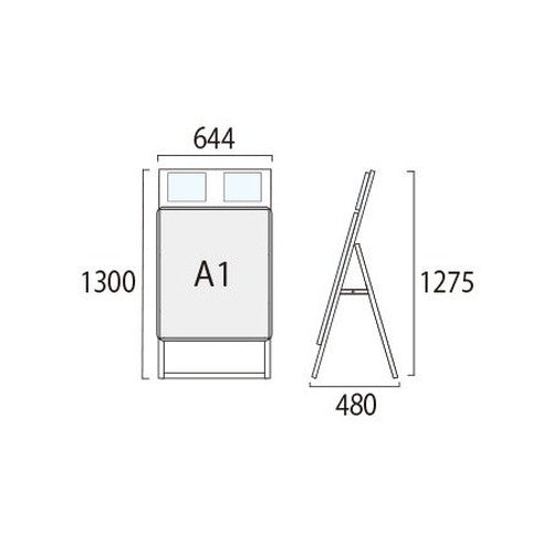 ポスターグリップスタンド看板カタログケース付(屋内用) A1片面ブラック PGSKK-A1KB