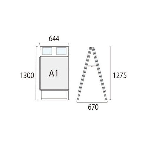 ポスターグリップスタンド看板カタログケース付(屋内用) A1両面ブラック PGSKK-A1RB