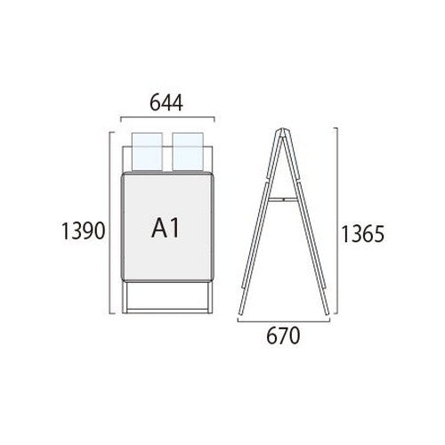 ポスターグリップスタンド看板カタログケース付(屋外用) A1両面ブラック PGSKK-A1RB-G