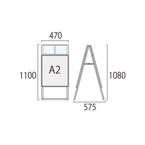 ポスターグリップスタンド看板カタログケース付(屋内用) A2両面シルバー PGSKK-A2RS