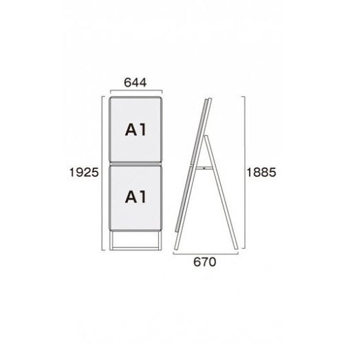 ポスターグリップスタンド看板コンビ(屋内用) A1A1片面ブラック PGSKC-A1A1KB